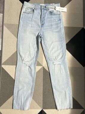 NWT DRIFTWOOD Jordie BUTTON FLY Distressed/Raw Hem Jeans Women's Size 26